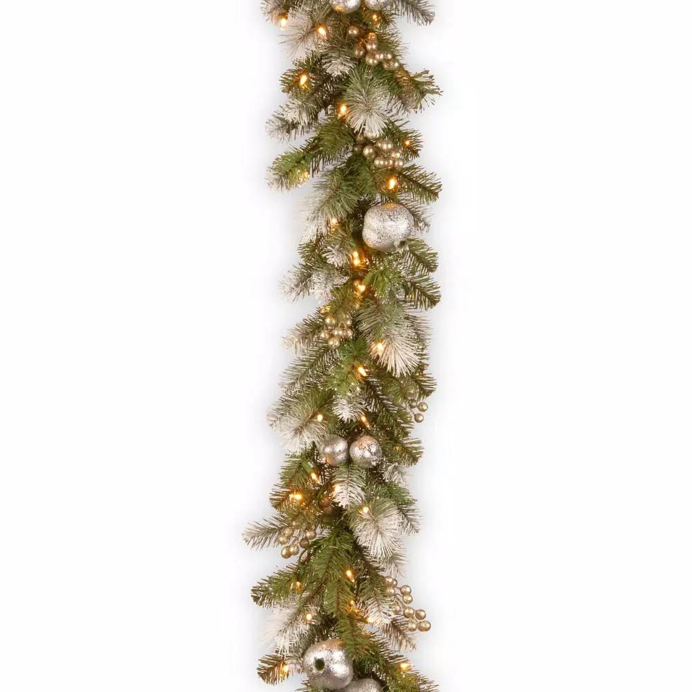 National Tree Company 9 ft. Glittery Pomegranate Pine Garland with 70 Clear Lights
