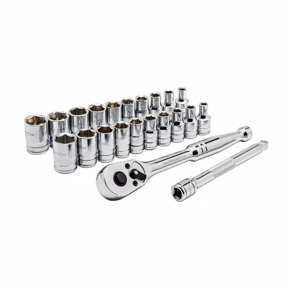 GEARWRENCH 22-Piece 1/4 in. Drive SAE/Metric Ratchet and Socket Set