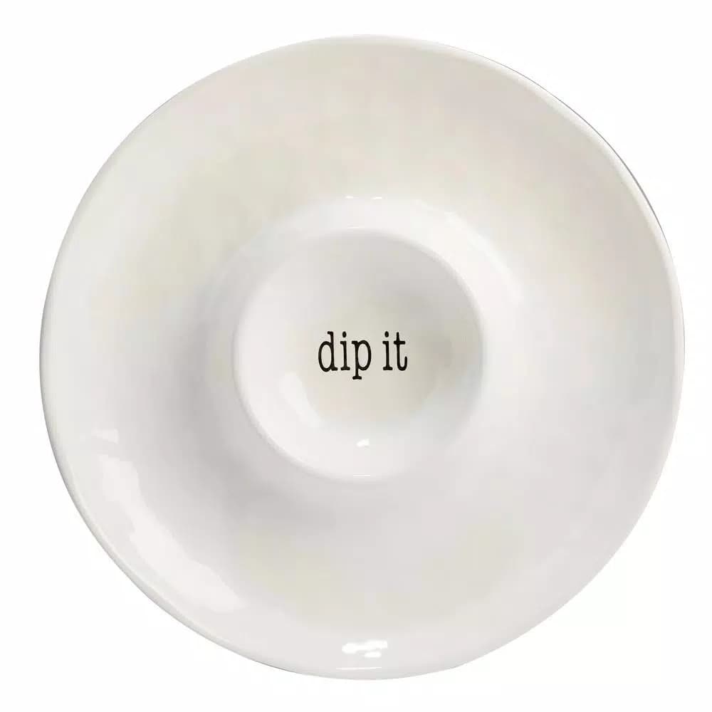 Certified International It's Just Words Multi-Colored 13.75 in. Ceramic Chip and Dip Server