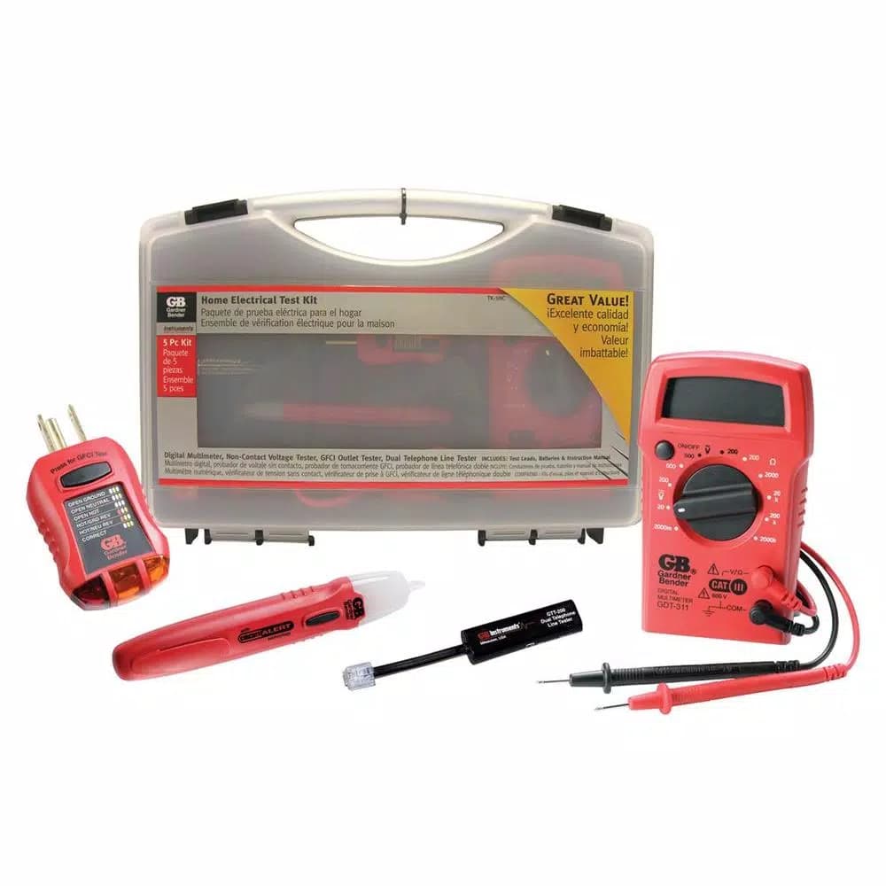 Gardner Bender Electrical Test Kit with Digital Multimeter, Non-Contact Voltage Tester, GFCI and Phone Line Testers