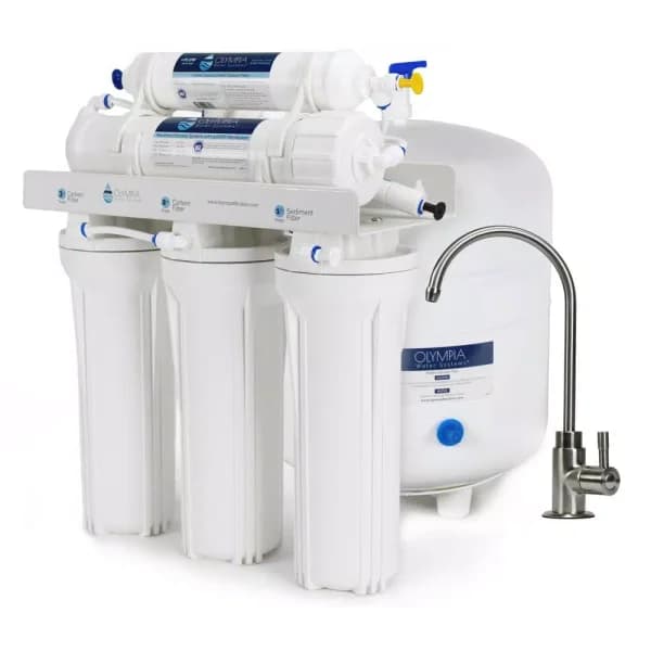 Olympia Water Systems 5-Stage Under-Sink Reverse Osmosis Water Filtration System with 50 GPD Membrane & Brushed Nickel Faucet
