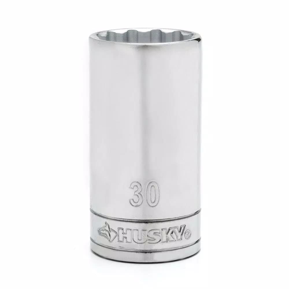 Husky 1/2 in. Drive 12-Point Deep Metric Socket, 30mm
