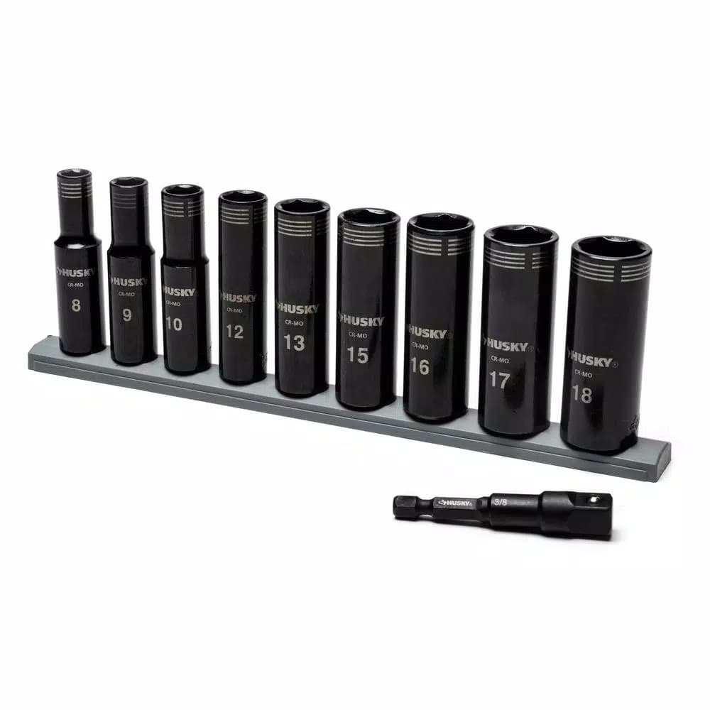 Husky 3/8 in. Drive Metric Thin Wall Deep Impact Socket Set, 10-Piece