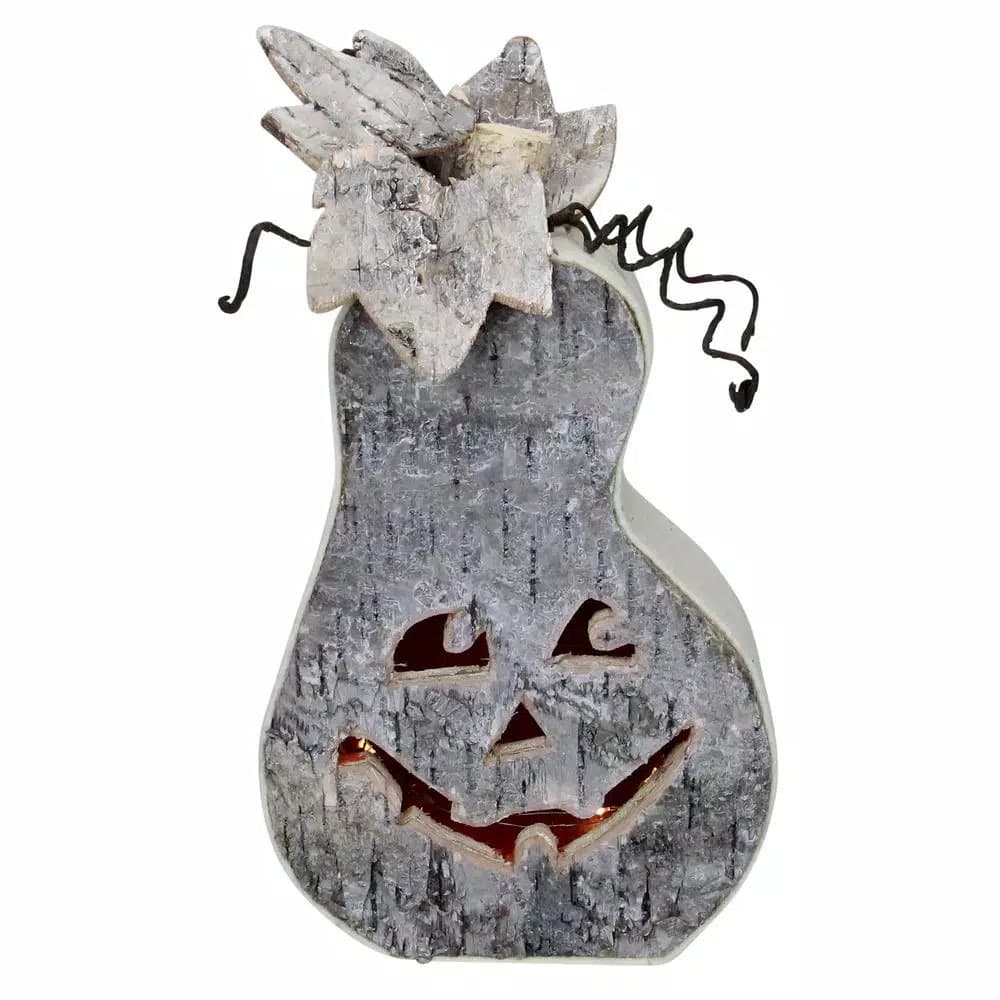 Northlight 9.5 in. Gray LED Battery Operated Jack-O-Lantern Halloween Tabletop Decoration