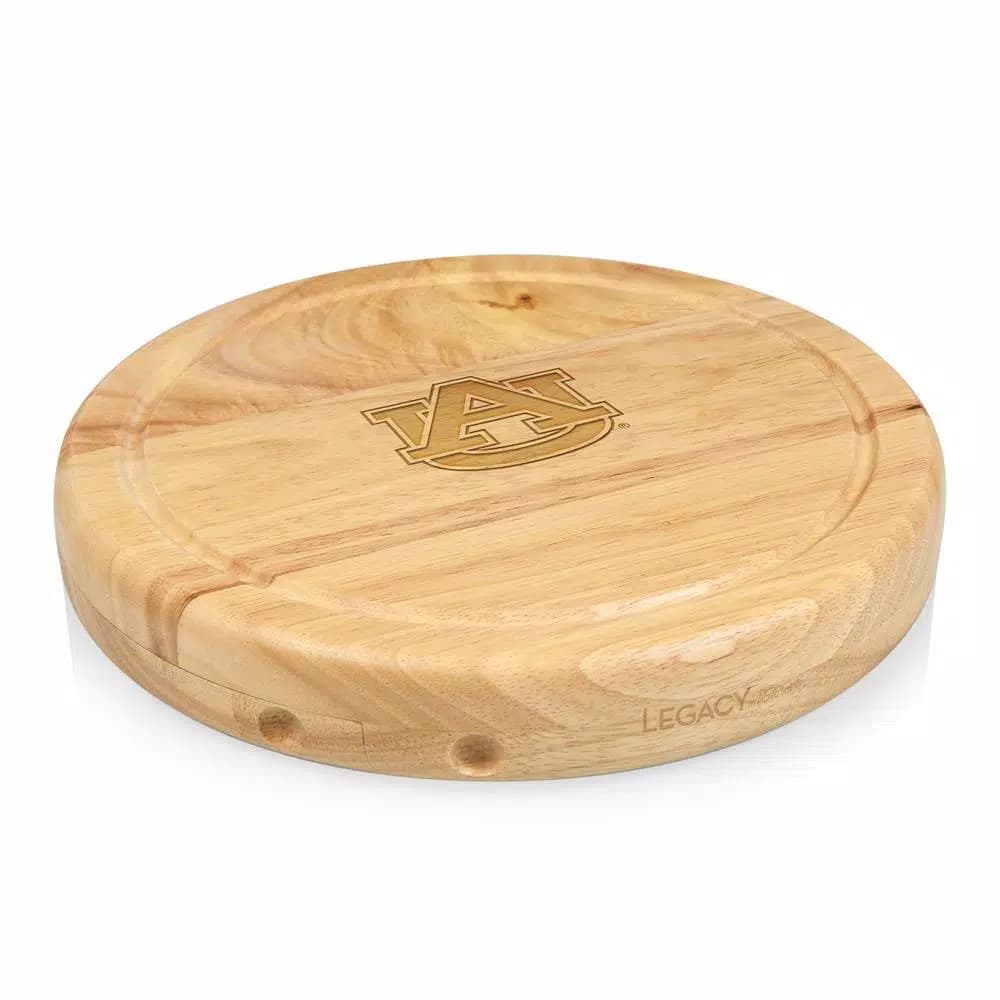 TOSCANA Auburn Tigers Circo Wood Cheese Board Set with 4 Stainless Steel Tools