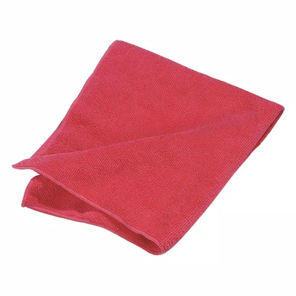 Carlisle 16 in. x 16 in. Red Microfiber Terry Cleaning Cloths, Case of 12