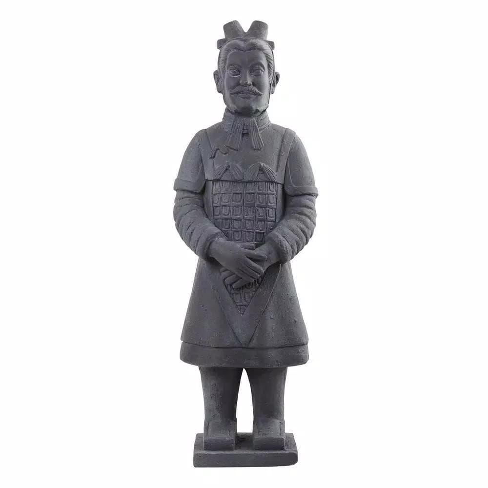 Nearly Natural 40 in. Classic Gray Stone Warrior Statue - Indoor/Outdoor Decorative Sculpture