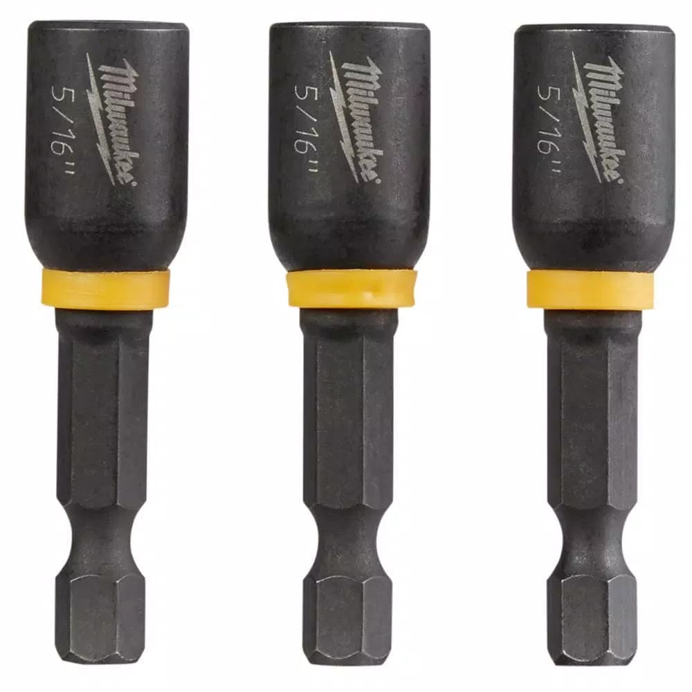 Milwaukee SHOCKWAVE 5/16 in. x 1-7/8 in. Black Oxide Impact Duty Magnetic Nut Drivers, 3-Pack