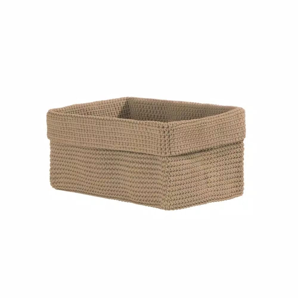 Heritage Lace Mod Crochet Rectangular Polypropylene Storage Basket - Tan