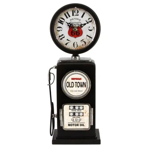 Yosemite Home Decor Old Town Black Gas Pump Table Top Analog Clock