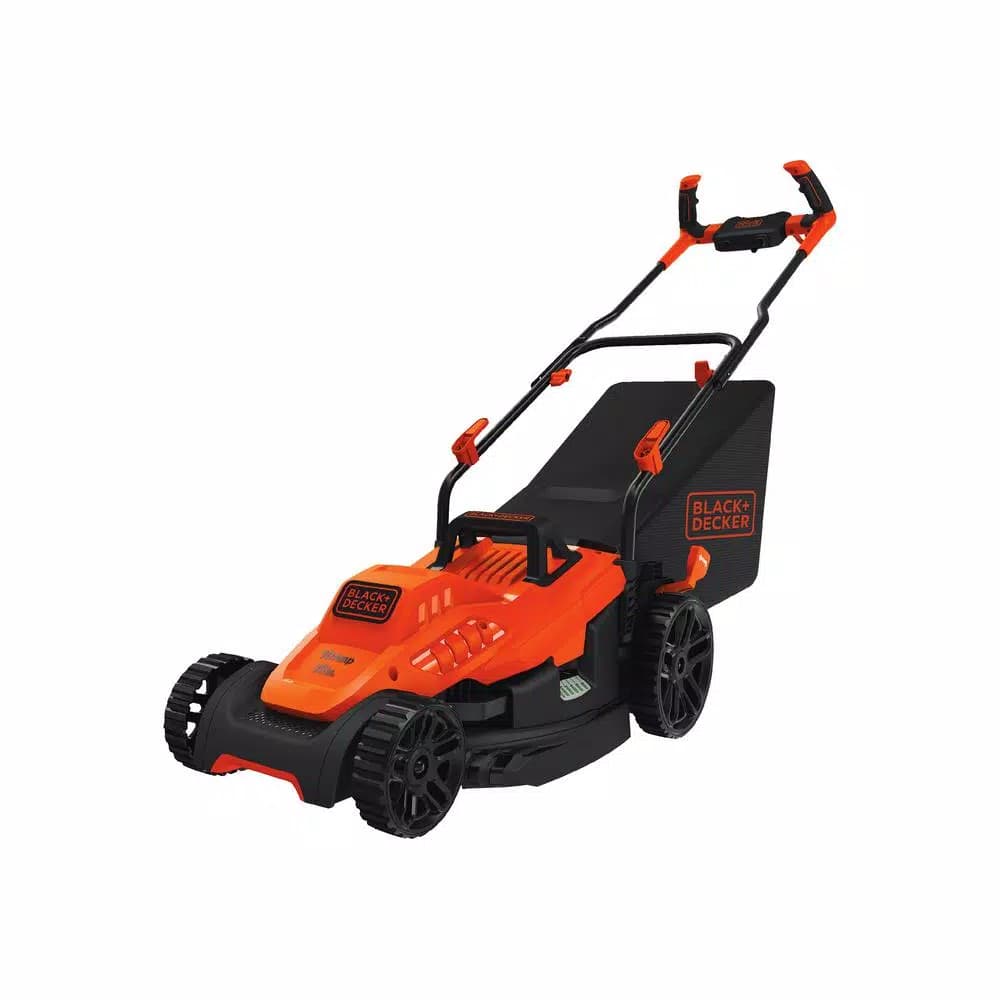 BLACK+DECKER 15 in. 10 Amp Corded Electric Walk Behind Push Lawn Mower with Bagger