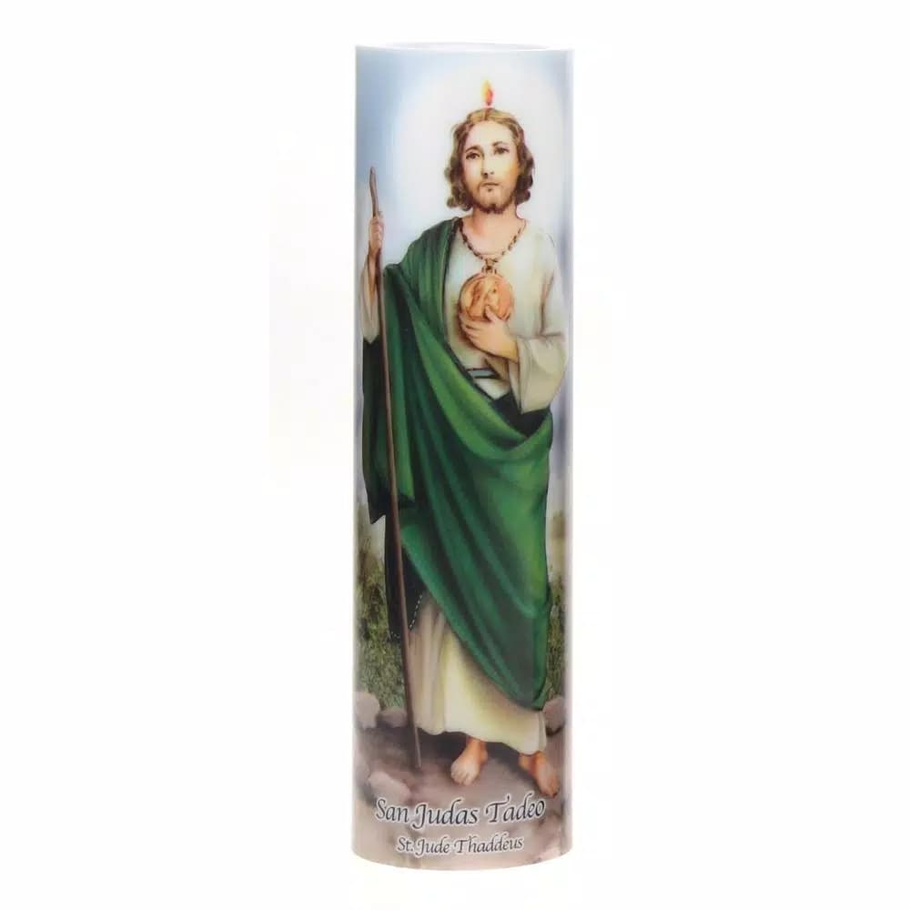 Stonebriar Collection 8 in. St. Jude LED Prayer Candle - Flameless Battery Operated Specialty Candle