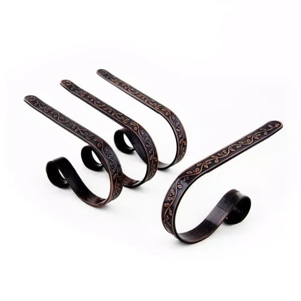 Original MantleClip MantleClip Oil-Rubbed Bronze Embossed Holly Stocking Holder, 4-Pack
