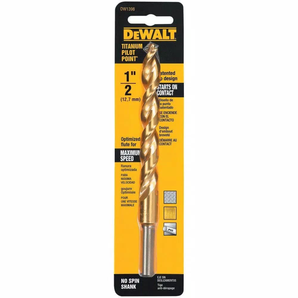 DEWALT 1/2 in. Titanium Pilot Point Twist Drill Bit