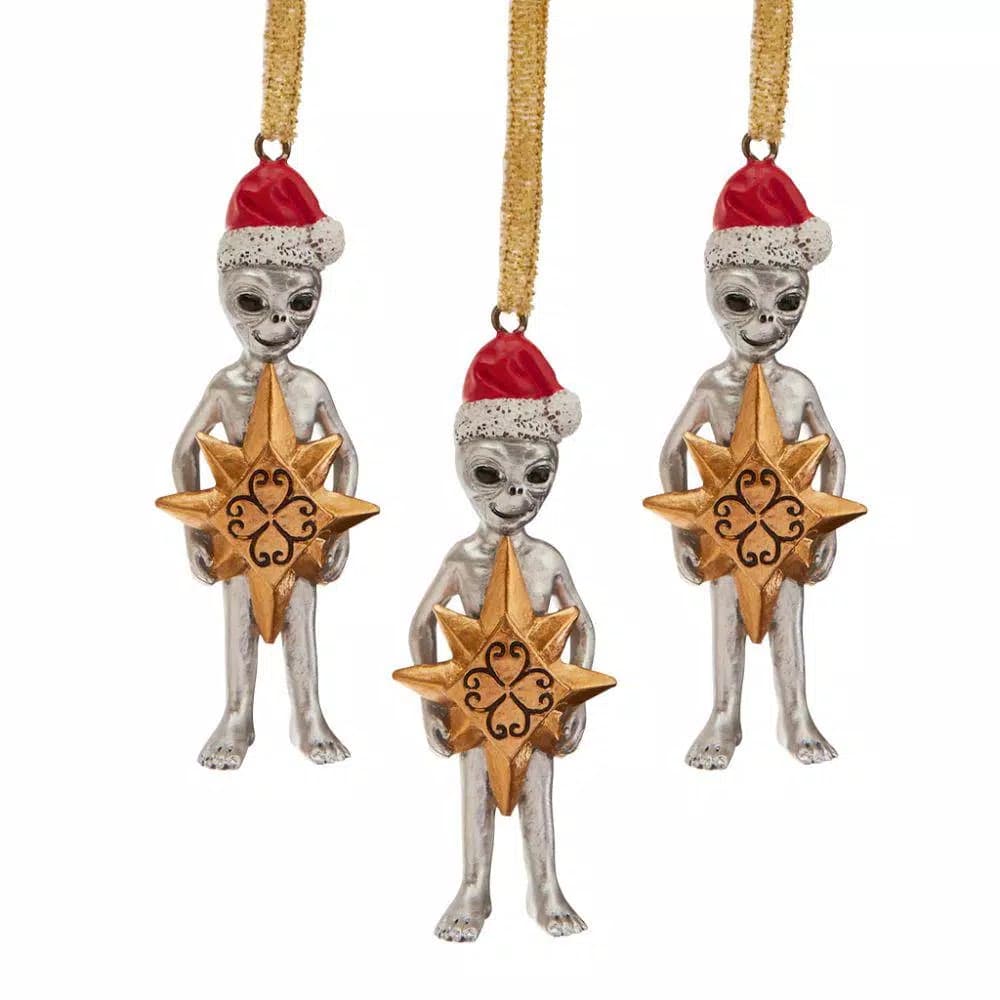 Design Toscano Wiseman Star Christmas Alien Holiday Ornament Set, 3-Piece