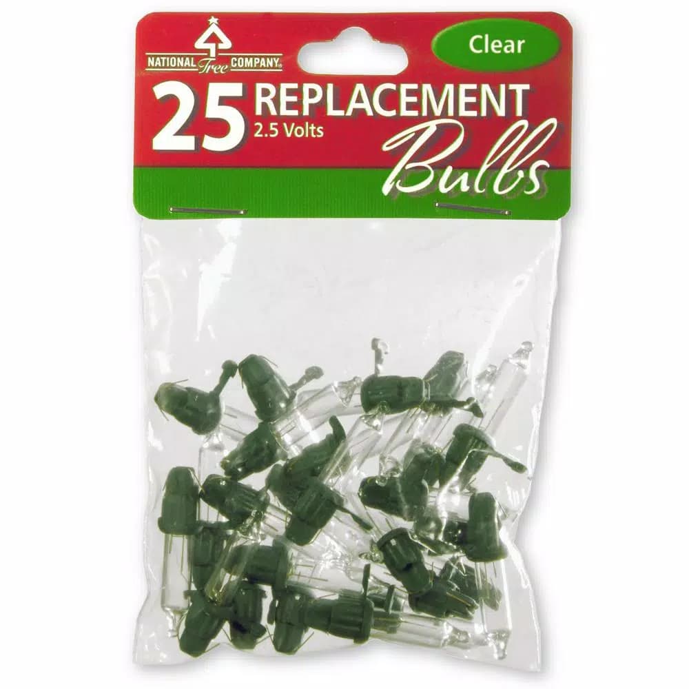 National Tree Company Clear Mini Replacement Incandescent Bulbs, 2.5V, 25-Count