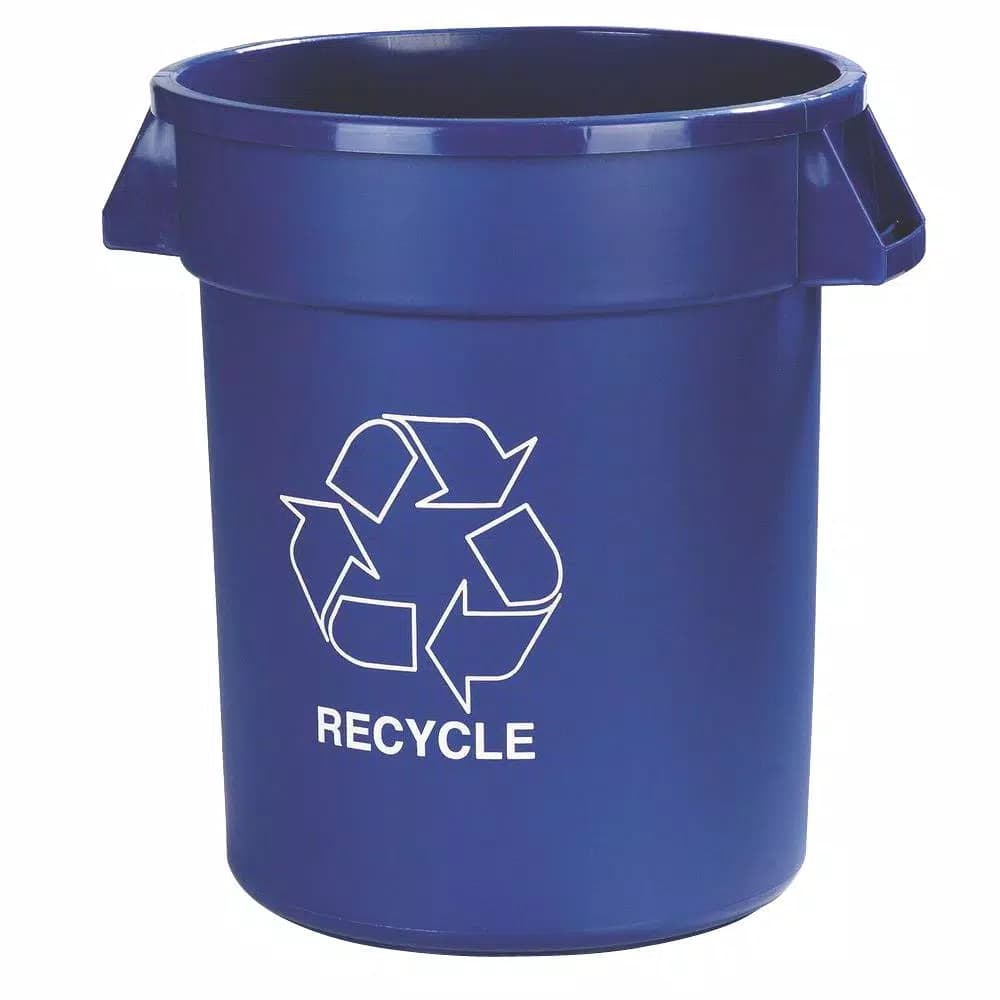 Carlisle 20 Gallon Blue Imprinted Recycle Trash Can, Round HDPE Recycling Bin (6-Pack)