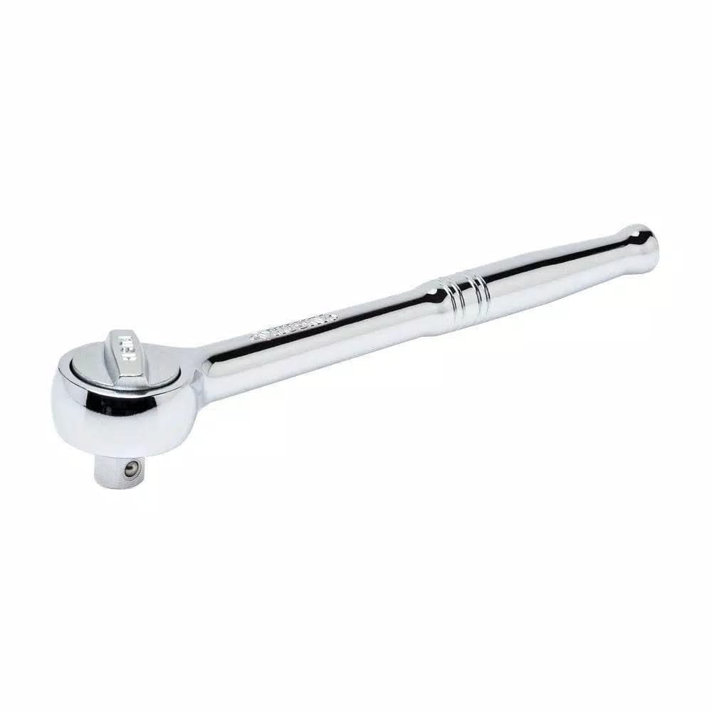 Husky 1/2 in. Drive Round Head Ratchet, 45-Tooth, Chrome Finish