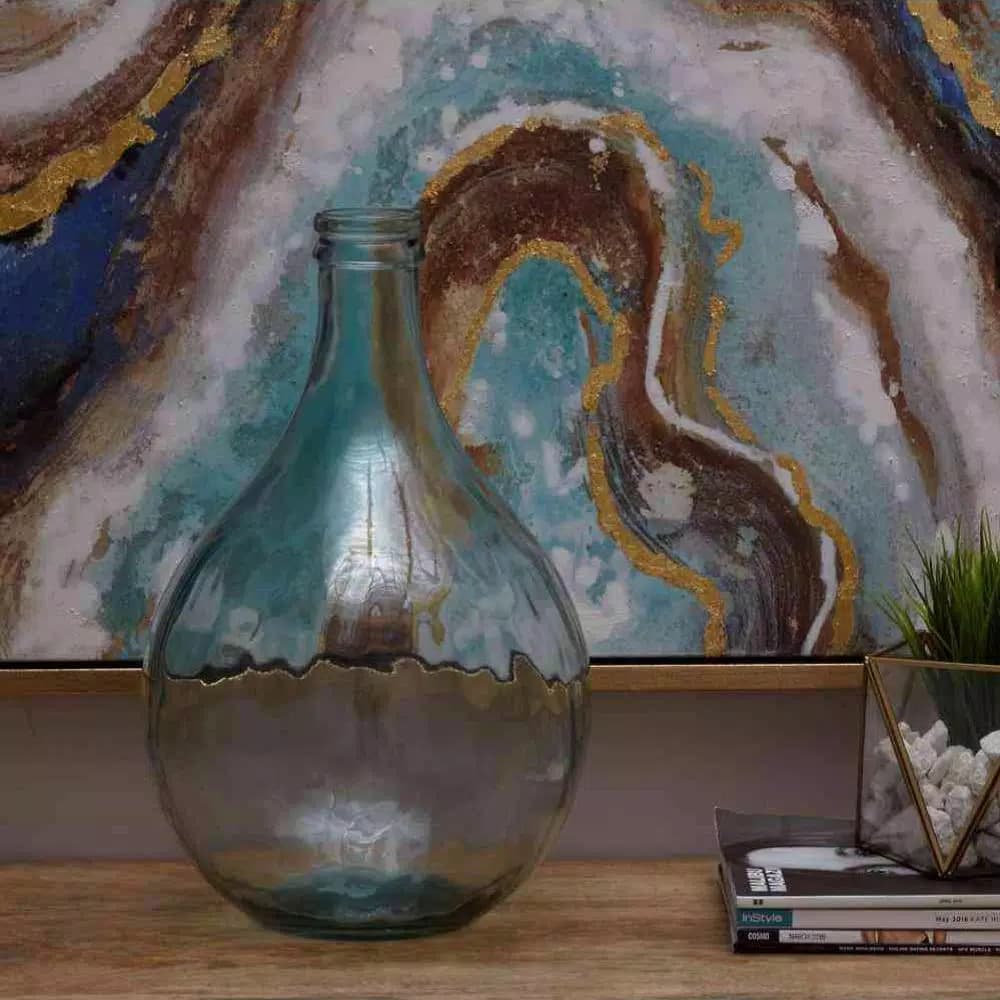 LITTON LANE 17 in. Clear Glass Decorative Cylinder Spouted Vase