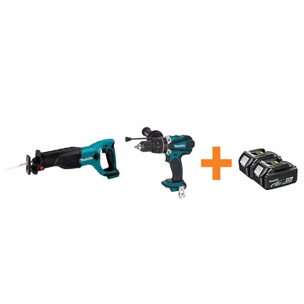 Makita 18V LXT Lithium-Ion Cordless Reciprocating Saw and Hammer Driver/Drill Combo Kit with (2) 4.0Ah Batteries