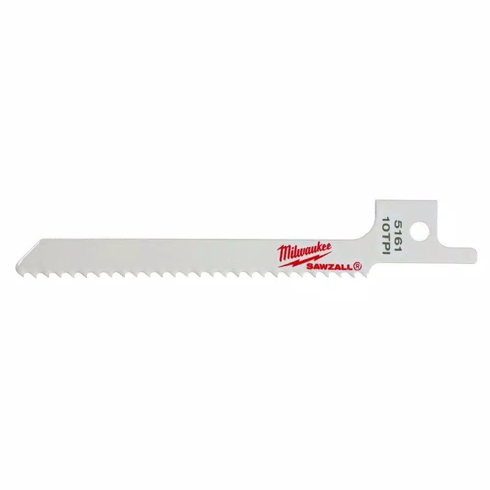 Milwaukee 3-5/8 in. 10 TPI Bi-Metal Reciprocating Saw Blades, 5-Pack