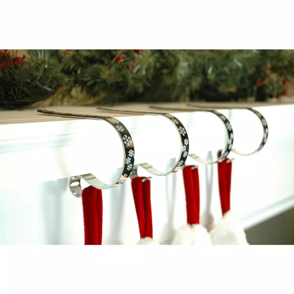 Original MantleClip MantleClip Silver Metal Snowflake Stocking Holders, 2.5 in. (4-Pack)