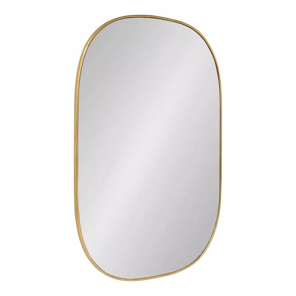 Kate and Laurel Caskill Art Deco Oval Wall Mirror, Gold Leaf Wood Frame, 23.75 x 35.5 in.