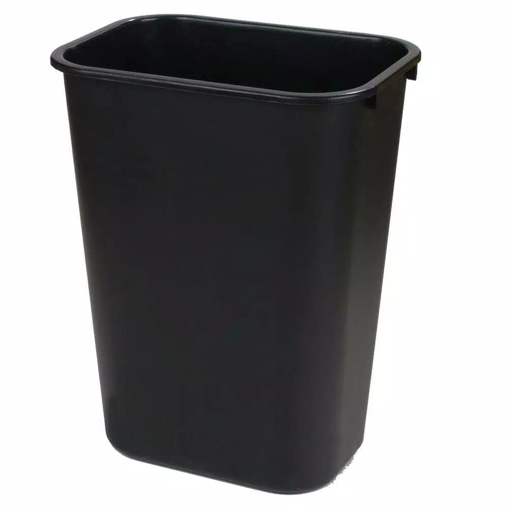 Carlisle 10 Gal. Black Rectangular Office Trash Can, 41.25 Qt. Polypropylene Wastebasket (12-Pack)