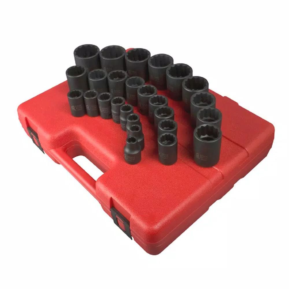 SUNEX TOOLS 26-Piece Metric Deep Impact Socket Set, 12-Point Chrome Molybdenum Alloy Steel