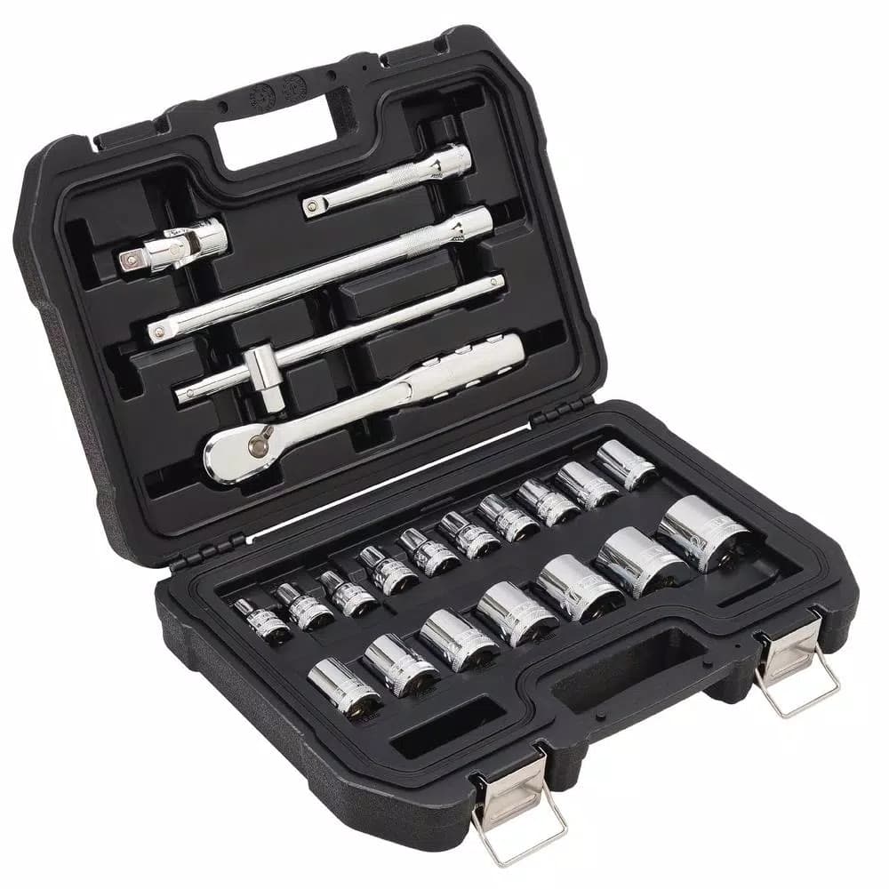 DEWALT 22-Piece 1/2 in. Drive Metric Socket Set with Ratchet and Accessories