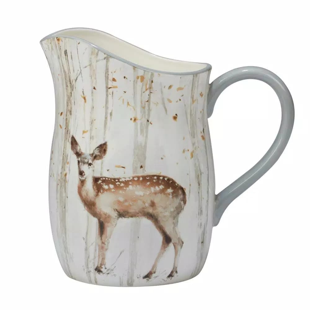 Certified International Woodland Walk 96 oz. Grey and Sepia Ceramic Pitcher