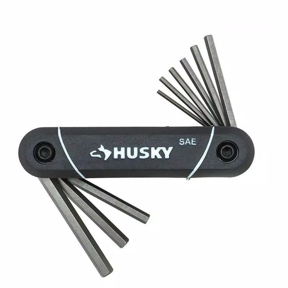 Husky 9-Piece SAE Folding Hex Key Set, Alloy Steel