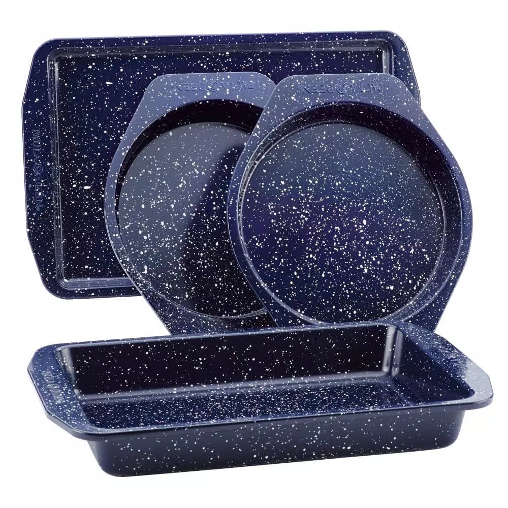 Paula Deen 4-Piece Nonstick Speckled Bakeware Set, Deep Sea Blue