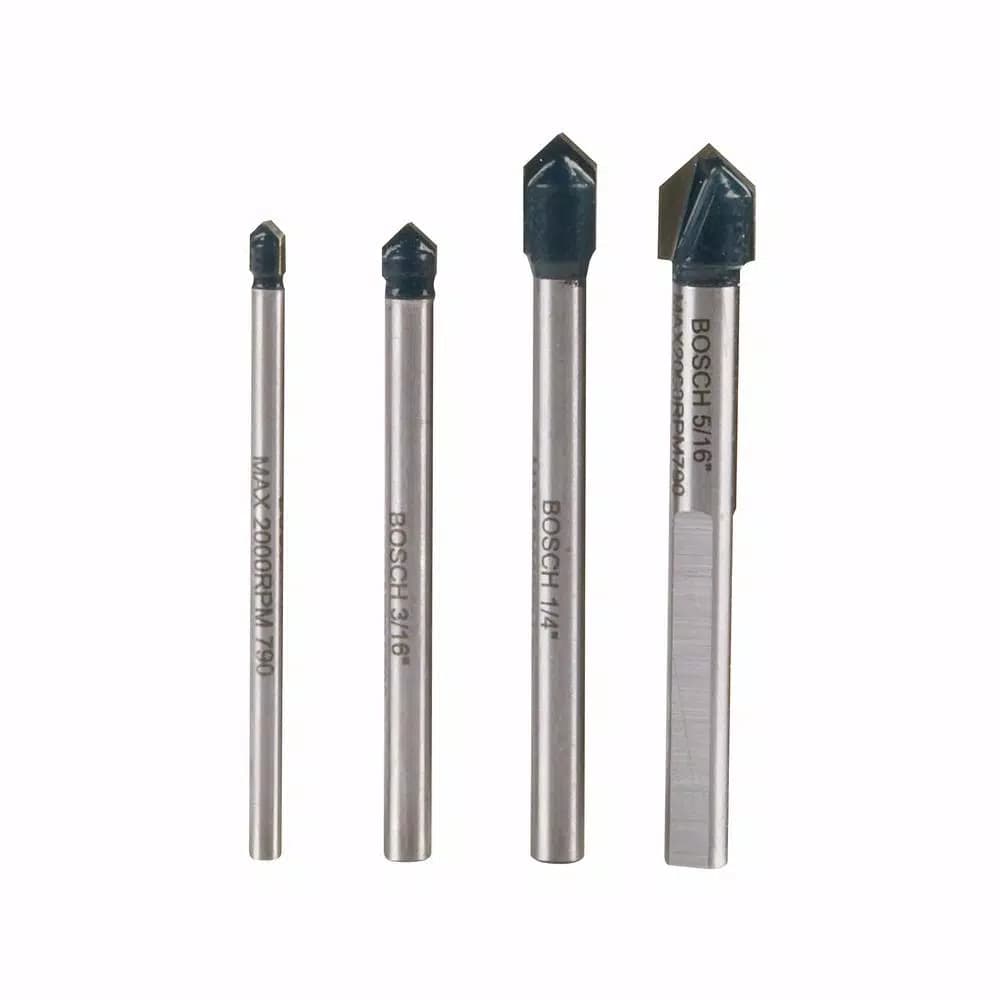 Bosch GT2000 Glass and Tile Carbide Tipped Drill Bit Set, 4-Piece