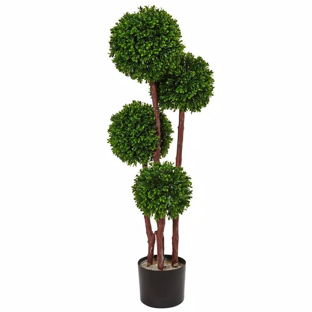 Nearly Natural 36 in. Artificial Boxwood Topiary Tree - UV Resistant Indoor/Outdoor Faux Plant