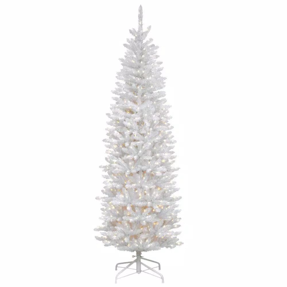 National Tree Company 7 ft. Kingswood White Fir Pencil Artificial Christmas Tree with 300 Clear Lights