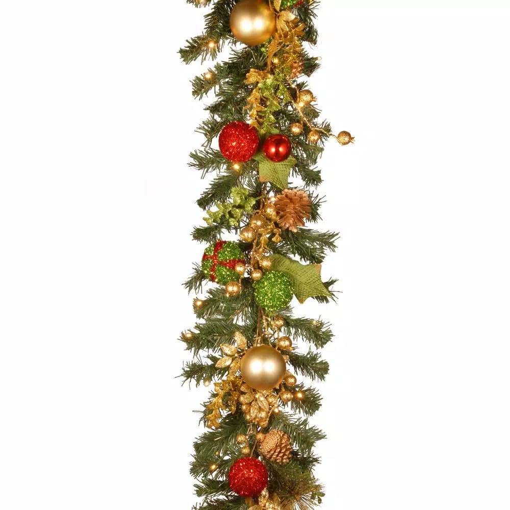 National Tree Company 30 in. Pre-decorated Artificial Fir Christmas Wreath with 50 Warm White LED Lights