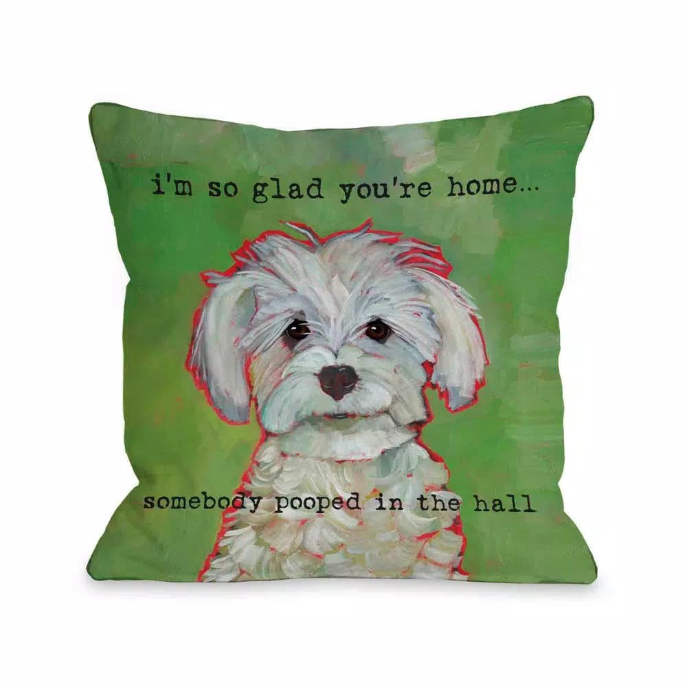 Unbranded One Bella Casa Somebody Pooped Green Graphic 16x16 Throw Pillow