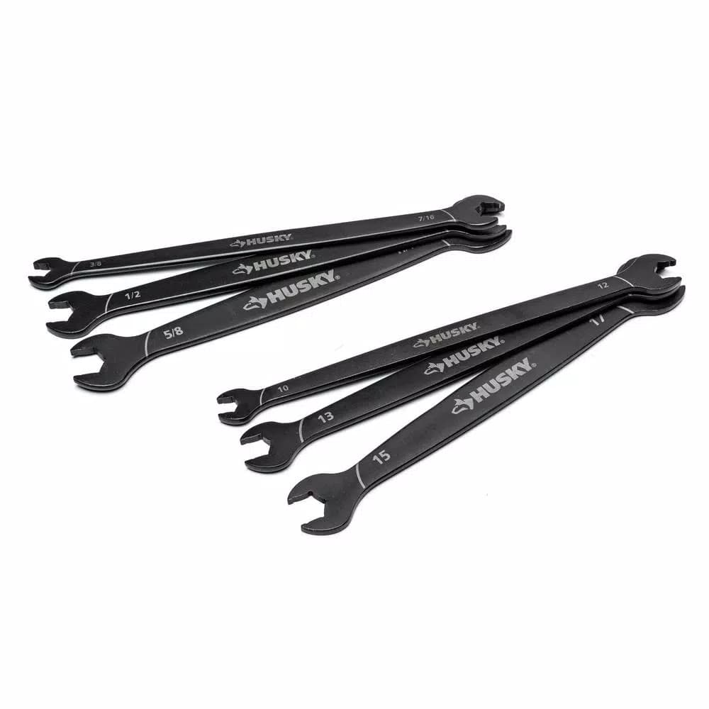 Husky 6-Piece Thin Head Access Wrench Set, SAE and Metric, Double Open End
