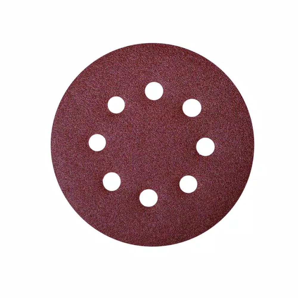 POWERTEC 5 in. Aluminum Oxide Hook and Loop 8-Hole Sanding Disc Assortment, 100-Pack (40, 80, 120, 220, 320 Grit)