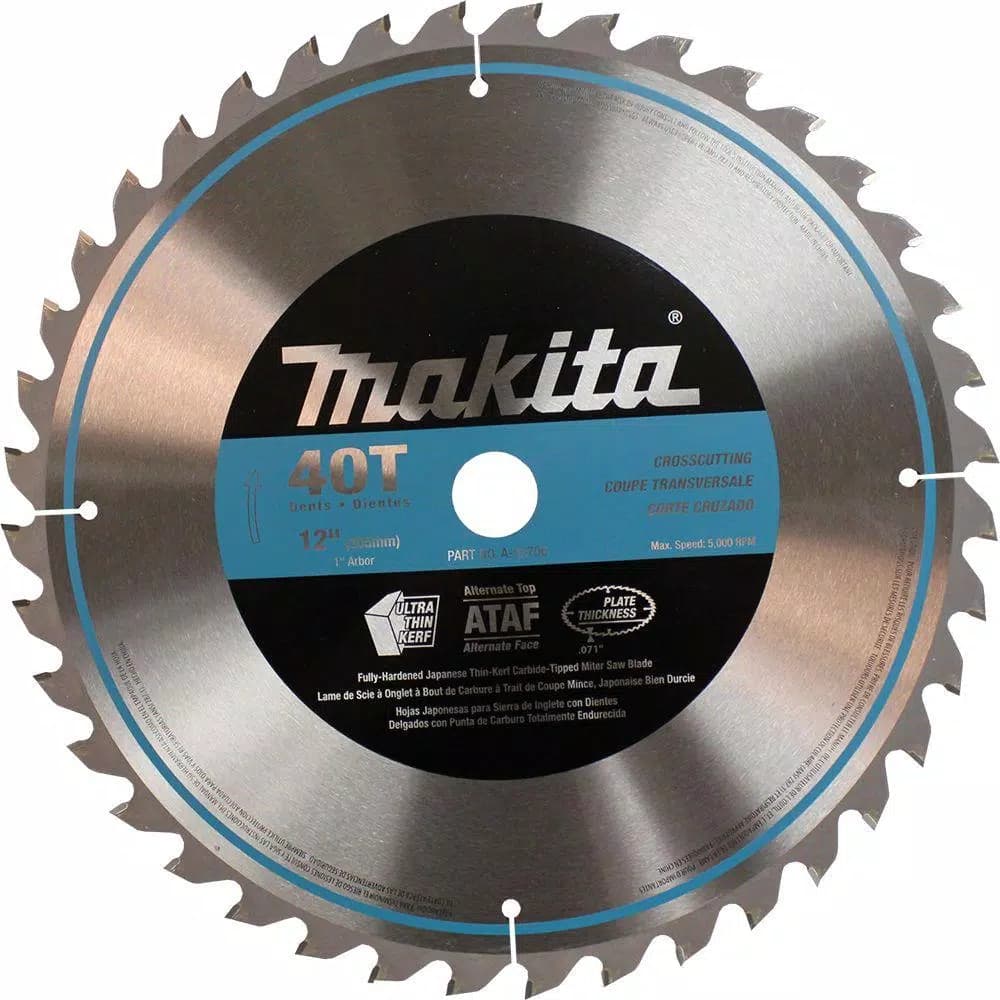 Makita 12 in. 40-Teeth Micro-Polished Miter Saw Blade, 1 in. Arbor