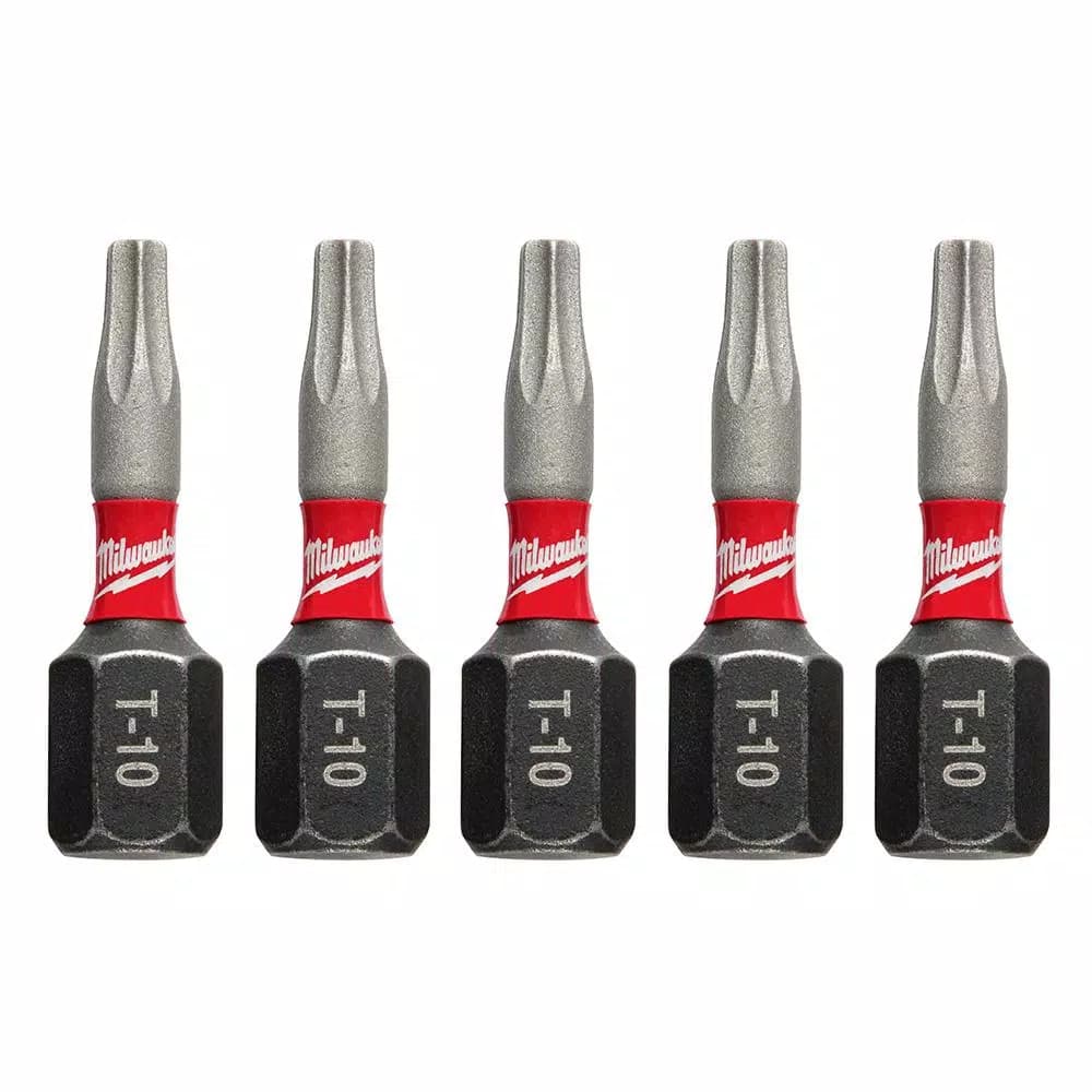 Milwaukee SHOCKWAVE Torx #10 1 in. Impact Duty Steel Screwdriver Bits, 5-Pack