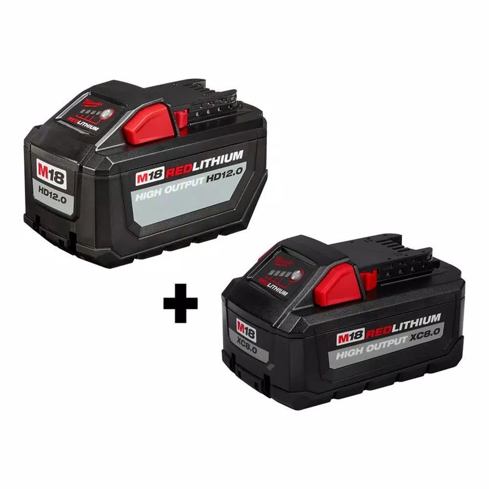 Milwaukee M18 18V Lithium-Ion High Output Battery Combo Kit: 12.0 Ah & 8.0 Ah XC Battery Packs