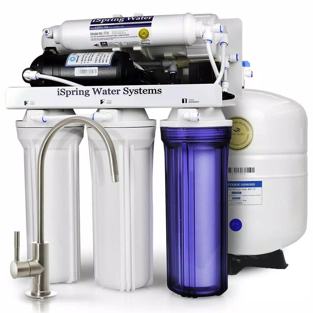 iSpring RCC7P 5-Stage Reverse Osmosis Under Sink Water Filtration System with Booster Pump