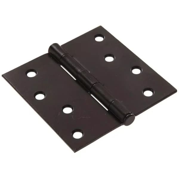 Hardware Essentials Hillman 4 in. Black Residential Door Hinge, Square Corner, Removable Pin, Full Mortise (9-Pack)