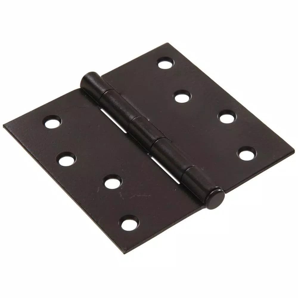 Hardware Essentials Hillman 4 in. Black Residential Door Hinge, Square Corner, Removable Pin, Full Mortise (9-Pack)