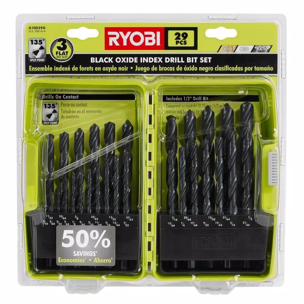 RYOBI 29-Piece Black Oxide High Speed Steel Index Drill Bit Set