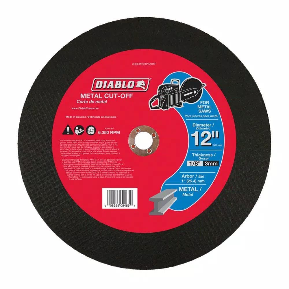 Diablo 12 in. x 1/8 in. x 1 in. Aluminum Oxide Metal High Speed Cut-Off Disc