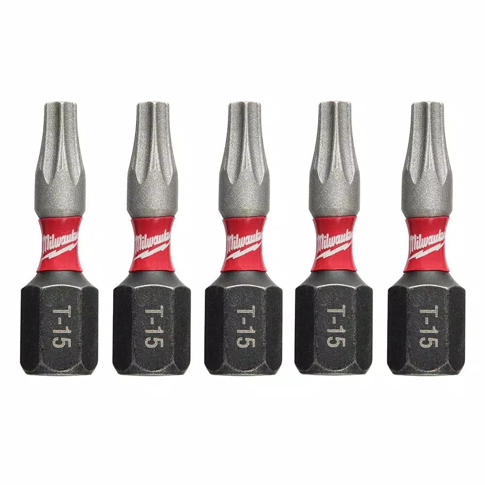 Milwaukee Shockwave Torx T15 1 in. Impact Duty Steel Screwdriver Bits (5-Pack)