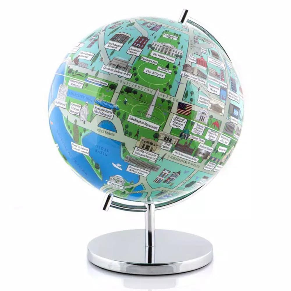 Unbranded Washington DC 9 in. LED Illuminated Globe with Silver Chrome Stand